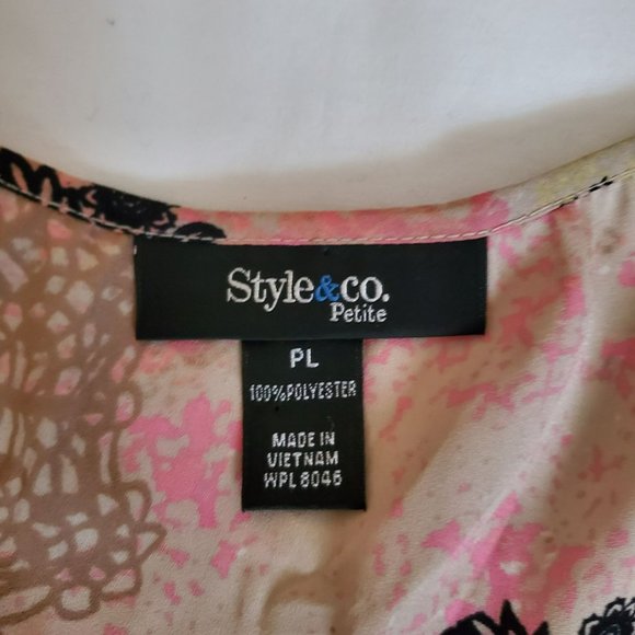 Style & Co. Petite Women's Floral Print Boho Style 3/4 Sleeve Flowy Blouse PL - Picture 7 of 14